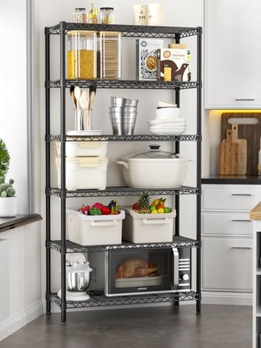 Golpart 6Tier Adjustable Storage Shelves Metal Wire Shelving Standing Shelf - Image 2