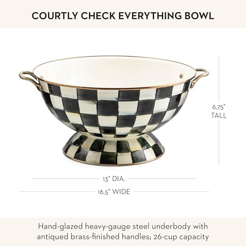 MACKENZIE-CHILDS Enamel Everything Bowl, Black-and-White Courtly Check - Image 4