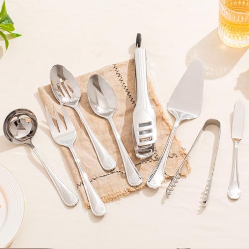 12-Piece Teardrop Serving Utensils Set, 18/10 Stainless Steel Utensils - Image 4
