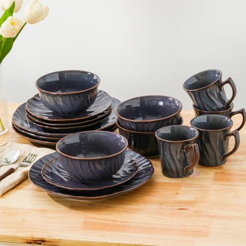 Ceramic Dinnerware Sets for 6, 24pcs Plates and Bowls Sets, Reactive Glaze Ceramic Dish Set, Scratch Resistant, Microwave & Dishwasher Safe, Highly Chip and Crack Resistant Dishware sets, Smoky Violet - Image 7