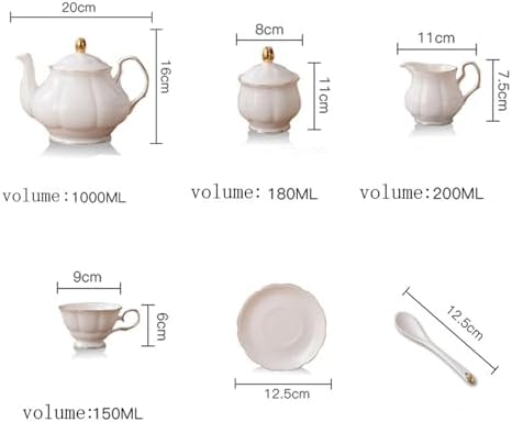 fanquare 15 Pieces Simple White English Ceramic Tea Sets,Tea Pot,Bone China Cups Without Metal Holder,Matching Spoons,Afternoon Tea Set Service Coffee Set - Image 6