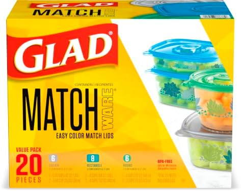 Glad GladWare MatchWare Food Storage Containers, 20 Piece Variety Pack - Image 7