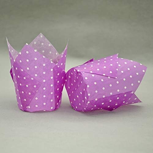 QLSmypkg Large Muffin Greaseproof paper Baking cupcake cups, 2-1/4" x 4" Purple printed with Polka Dot Tulip Baking Cup(Large) (125pcs) - Image 3