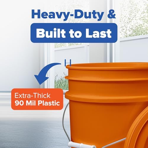 ePackageSupply 5 Gallon Bucket - Food Grade Bucket with Airtight Gasketed Tear Strip Lid, BPA-Free, Heavy-Duty 90 Mil HDPE Plastic Pail, Bulk Storage, Durable Container, Made in USA - Orange, 1 Pack - Image 5