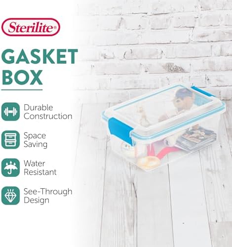Sterilite Gasket Storage Box with Lids for Home & Office, 7.5 Quart,18-Pack - Image 3