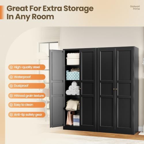 71"Tall Metal Storage Cabinet Kitchen Pantry Cabinet Black Kitchen Cabinet - Image 6