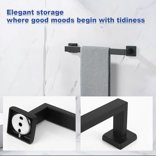 Towel Bar 2 Pack for Bathroom 20 Inch Matte Black Towel Holder 12/16/20/24/28/32/36 Inch Stainless Steel SUS304 Rustproof Towel Rack Modern Square Towel Rod for Bathroom Wall (2, Matte Black, 20 Inch) - Image 6