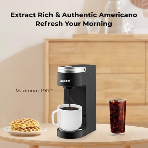 CHULUX Slim Single Serve Coffee Maker for K Cup, Fast Brewing, Matte Black - Image 3