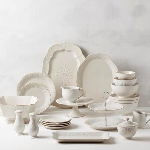 Lenox French Perle White Stoneware 2-Tier Serving Tray - Image 2