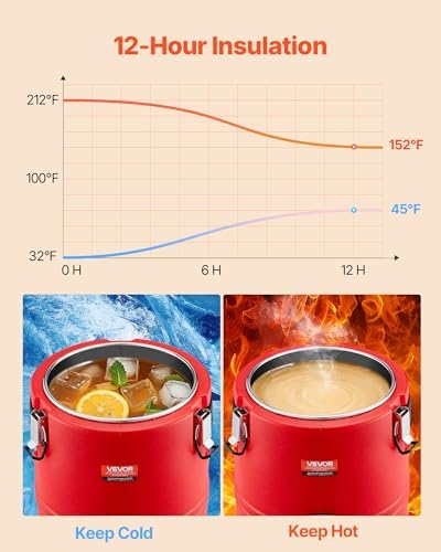 VEVOR Insulated Beverage Dispenser, 3 Gal/11.4L Thermal Hot and Cold Drink Server Dispenser with Spigot, Food-Grade Cooler Jug with 304 Stainless Steel Interior, for Tea Coffee Restaurant Outdoor - Image 3