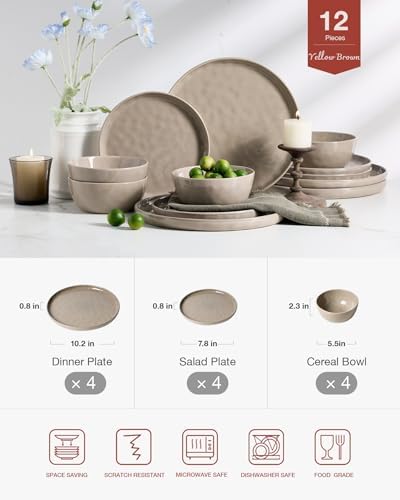 Famiware Mars Stoneware Dinnerware Set for 4, Cinnamon Brown - Image 2
