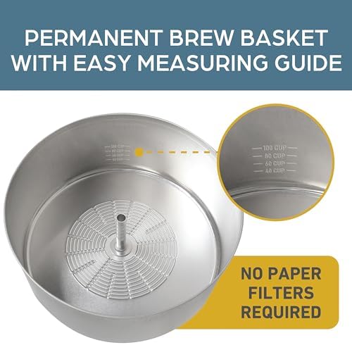 West Bend Commercial Coffee Urn Highly-Polished Aluminum NSF Approved Features Automatic Temperature Control Large Capacity with Cup Per Minute Brewing and Easy Clean Up, 100-Cup, Silver - Image 3