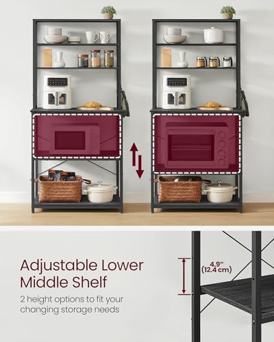 VASAGLE Coffee Bar, 31.5 Inches 6-Tier Baker's Rack with 6 Hooks - Image 6