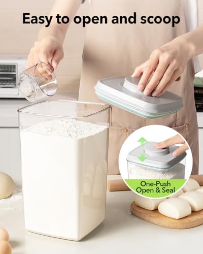 Ankou Airtight Food Storage Container with Pop Lid & 130ml Scoop, 4L/4.2qt *4 BPA-Free Cereal, Rice, Flour, Pasta & Snack Container, Stackable & Durable,Kitchen Pantry Organizer - Image 2