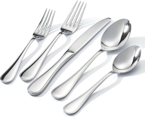 18/10 Stainless Steel Silverware Set for 6, 30 Piece Teardrop Flatware Set by KINGSTONE