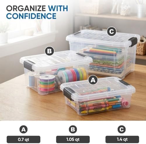Superio 0.7 Quart Mini Clear Plastic Storage Container with Lid, Stackable Small Organizer Box for Crayons, Art Supplies, Beads, Sewing, Stationery & Food Storage, 1 Pack - Image 5
