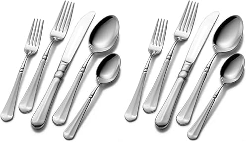 Mikasa French Countryside 65-Piece Flatware Set, Service for 12, 18/10 Stainless Steel Silverware Set with Hostess Serving Pieces, Dishwasher Safe (Pack of 2) by Mikasa