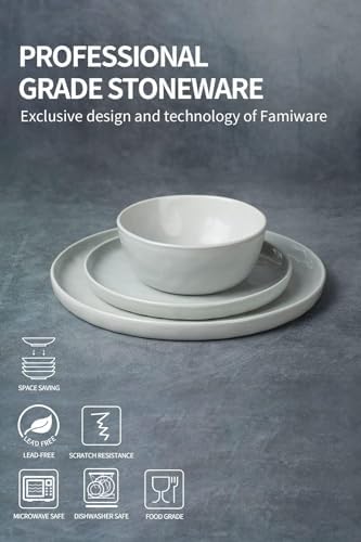 Famiware Mars Stoneware Dinnerware Set for 8, White - Image 5