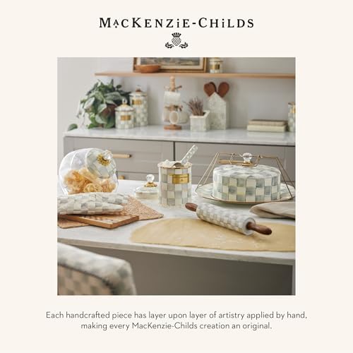 MACKENZIE-CHILDS Enamel Compote, Large, Gray-and-White Sterling Check - Image 6