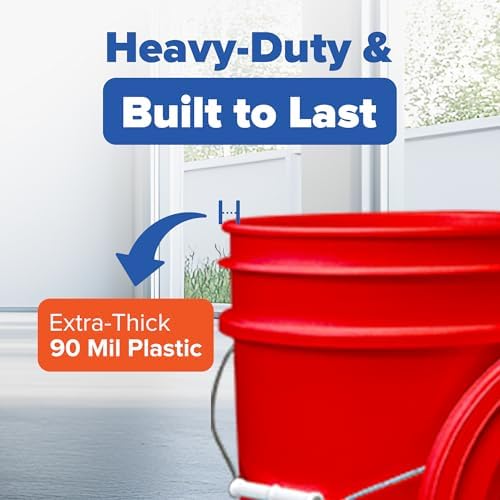 ePackageSupply 5 Gallon Bucket - Food Grade Bucket with Airtight Gasketed Tear Strip Lid, BPA-Free, Heavy-Duty 90 Mil HDPE Plastic Pail, Bulk Storage, Durable Container, Made in USA - Red, 3 Packs - Image 5