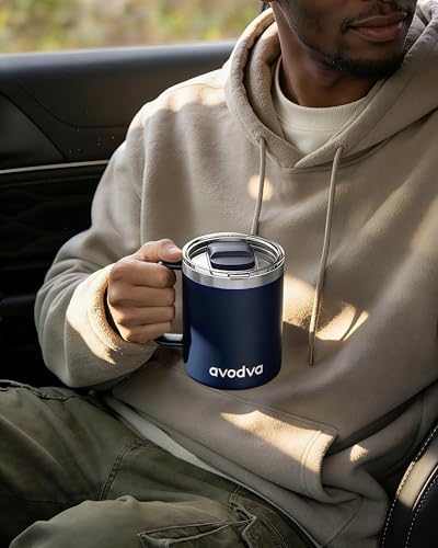 2 Pack 12oz Insulated Coffee Mug with Lids, Stainless Steel Cup - Image 5