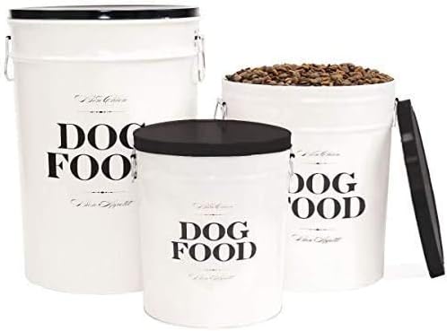 Harry Barker Bon Chien Dog Food Storage Canister – Large 11 gallon, Airtight Stainless Steel Pet Food Container, Stylish Kitchen Counter Dog Kibble Storage with Easy-Open Lid - White - Image 2