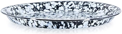 Golden Rabbit Enamelware Large Serving Tray, 20 inch, Black Swirl - Image 2