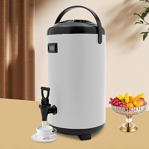 Hot Beverage Dispenser, 12L/3.17Gal Insulated Beverage Dispensers Insulated Thermal Hot and Cold Beverage Dispenser with Spigot & Thermometer Stainless Steel Drink Dispenser for Tea Coffee Milk - Image 2