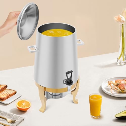3.43Gallon Stainless Steel Hot Beverage Dispenser,Coffee Chafer Urn with Spigot&Fuel Holder,Cold&Hot Drinks Dispenser for Milk Coffee Tea Juice - Parties Catering Buffet Event (Gold,A) - Image 5