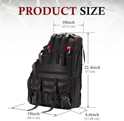 BUNKER INDUST 2 Pcs Roll Bar Storage Bag for 1997-2023 Jeep Wrangler JK TJ LJ & Unlimited JL 4-Door,Multi-Pockets Cargo Bag Saddlebag Tool Organizer,Black - Image 6