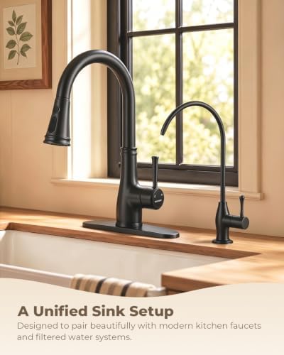 WEWE Drinking Water Faucet with Vintage Design, Non-Air Gap, Matte Black - Image 2