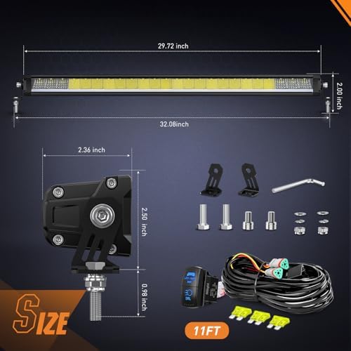 Nilight LED Light Bar with Amber DRL 30 Inch 120W Single Row Light - Image 2