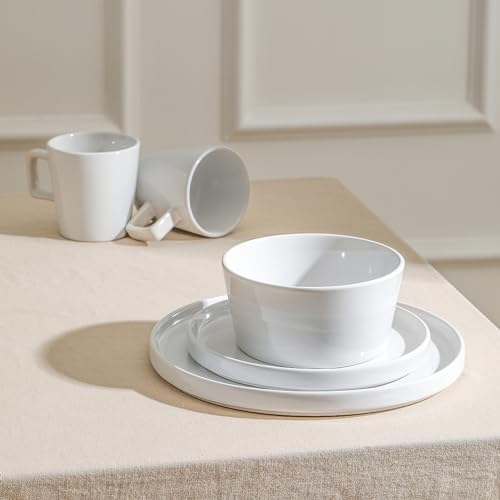 Stone Lain Celina Stoneware 32-Piece Dinnerware Set, White Glossy, Service For 8 - Image 4