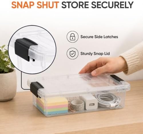 Superio 0.7 Quart Mini Clear Plastic Storage Container with Lid, Stackable Small Organizer Box for Crayons, Art Supplies, Beads, Sewing, Stationery & Food Storage, 8 Pack - Image 6