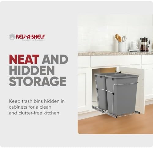 Rev-A-Shelf Double Pullout Garbage Trash Cans for Kitchen Cabinets, 35 Qt - Image 5
