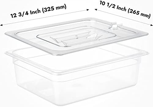 CURTA 6 Pack NSF Notched Food Pan Cover, 1/2 Size Clear Polycarbonate Lid with Handle for Commercial Food Pan, Dishwasher & Freezer Safe Plastic Clear - Image 2