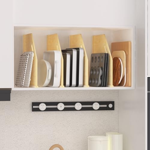 4 Pack Wood Tray Dividers for Cabinet, Cookie Sheet Organizer for Cabinet - Image 6