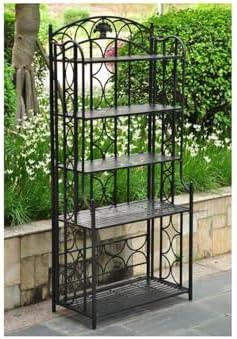 Maykoosh Medieval Majesty 5-Tier Bakers Rack - Sturdy Iron Construction, Elegant Hammered Finish, Dimensions: 67 x 31 x 16 Inches, Great for Storage Antique Black - Image 2