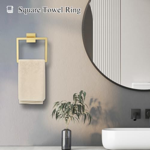 Brushed Gold Towel Bar Set 10-Piece Gold Bathroom Hardware Accessories Set,Stainless Steel Towel Rack Set for Bathroom Wall-Mounted,23.6-Inch - Image 3