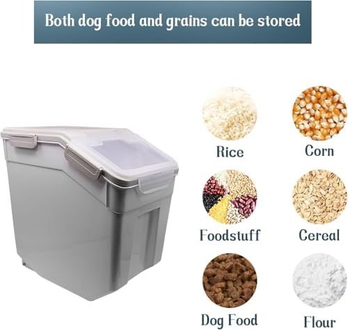 AnRui Dog Food Storage Container 30 Lb Rice Flour Bin with Wheels, 2 Pcs - Image 3