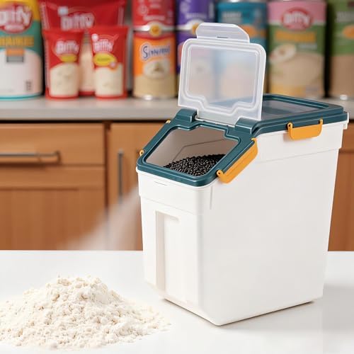 AnRui Airtight 25LB Flour & Grain Storage Container, 2Pcs, Blue - Image 4