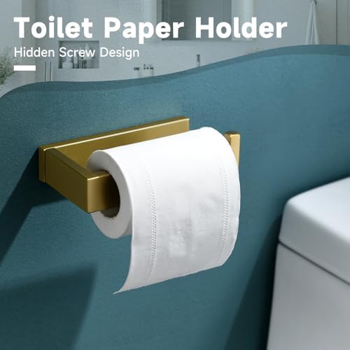 Brushed Gold 5-Pieces Bathroom Hardware Set Towel Bar Set,Stainless Steel Bathroom Hardware 23.6 Inch Towel Bar Towel Holder Set Wall-Mounted - Image 4