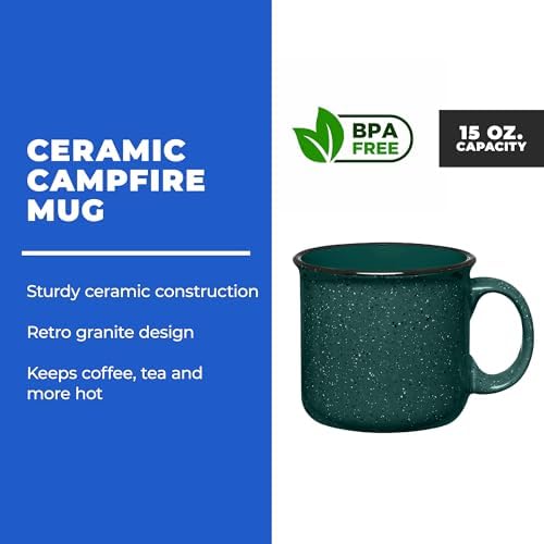 Set of 16 Ceramic Campfire Mugs – 15 Oz, Yellow – Coffee & Tea Cups for Home, Work, Travel, Camping – Customizable, Great for DIY, Events, Companies - Image 2