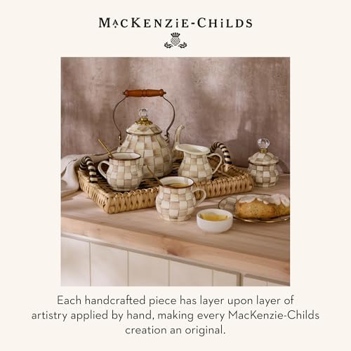 MACKENZIE-CHILDS Enamel Cake Carrier, Brown-and-White Mocha Check - Image 6