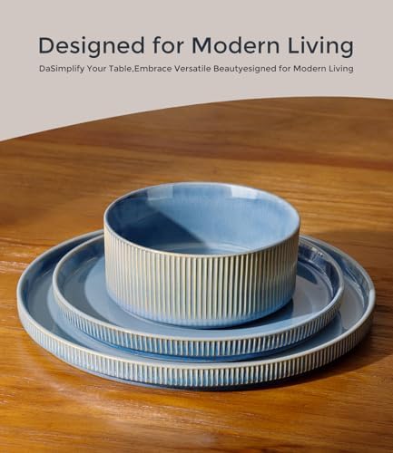 GBHOME Stoneware Dinnerware Sets for 4, 12-Piece Plates and Bowls Set - Image 2