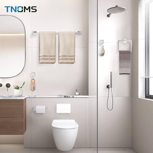 Brushed Nickel Towel Bar Set,5-Piece Bathroom Hardware Set Includes Upgraded Double Base Paper Towel Holder Modern Square Towel Holder Set,Stainless Steel Wall Mount 23.6 Inch - Image 7