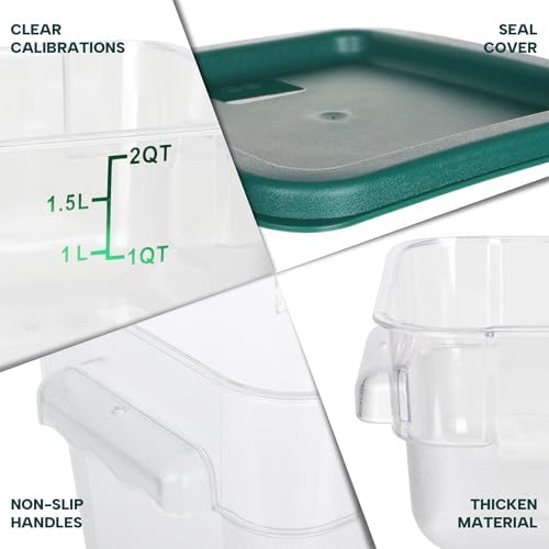 BIEAMA 4 Pack 2 Qt Square Food Storage Containers with Lids, NSF, Clear - Image 3