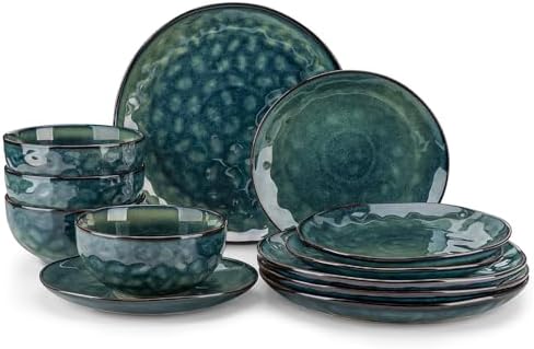 vancasso Starry 12 Pcs Dinnerware Set for 4, Handmade Reactive Glaze, Green by vancasso