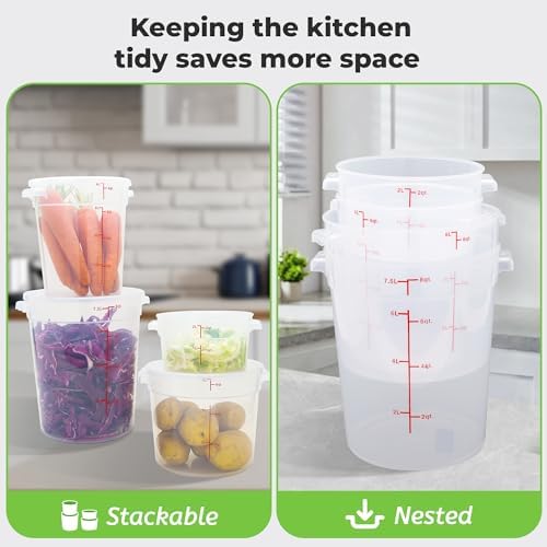 BIEAMA 4 Pack 6 Qt Round Food Storage Containers with Lids, Translucent PP - Image 6