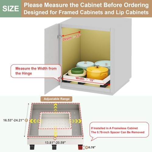 Fokyfok Pull out Cabinet Organizer,15"-21"W,17"-24"D,Expandable,Adhesive - Image 2
